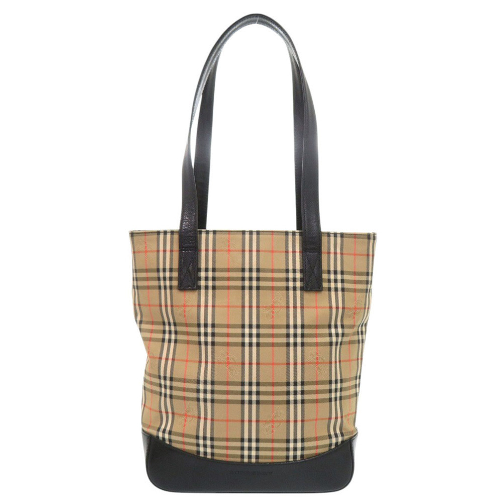 Burberry Nova Check Shadow Horse Nylon Canvas Tote Bag Beige Black 1187BURBERRY